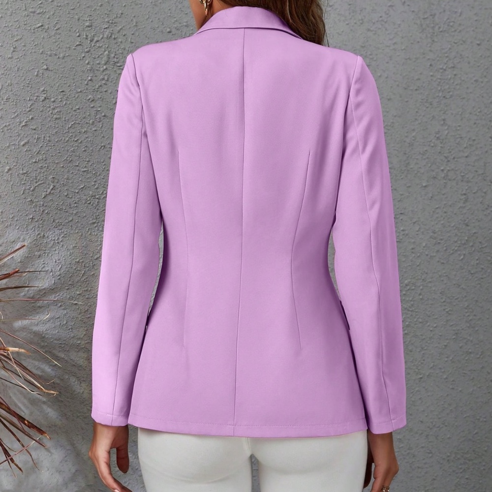 Classic Solid Button Minimalist Blazer - Picture 7 of 11